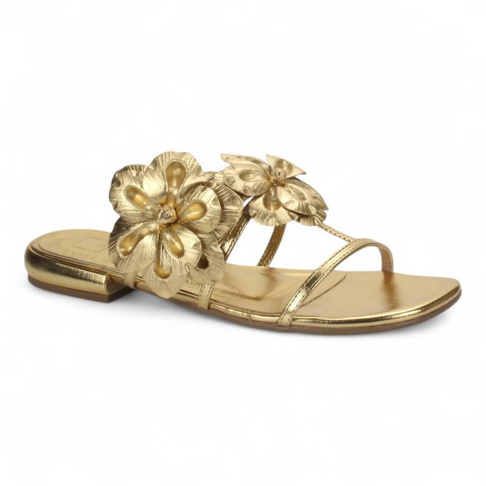 NEW BRUNO MENEGATTI women's bloom slide sandal in champagne gold